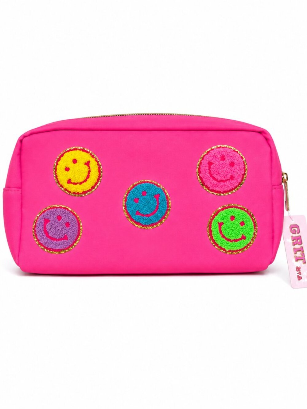 Bright Pink Smiley Cosmetic Pouch - NWT